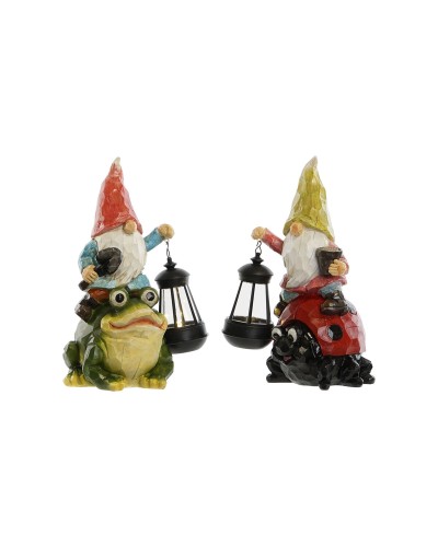 Gnomos de jardín Home ESPRIT Rojo Verde Multicolor 20 x 17,8 x 32 cm (2 Unidades)