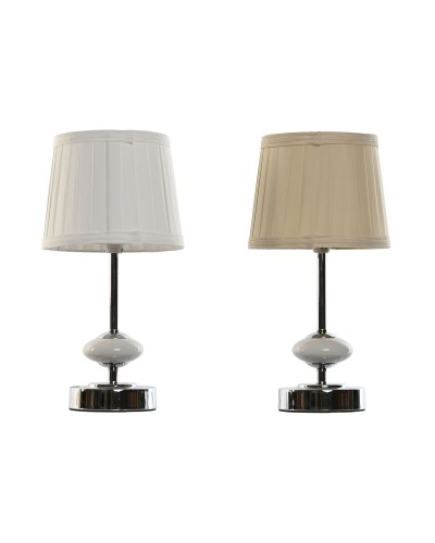 Lampada da tavolo Home ESPRIT Bianco Beige Metallo Porcellana 20 W 220 V 17,5 x 17,5 x 35 cm (2 Unità)