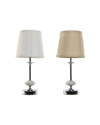Bordslampa Home ESPRIT Vit Beige Metall Porslin 25 W 220 V 20 x 20 x 44 cm (2 antal)