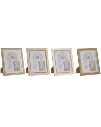 Fotoram Home ESPRIT Glas Trä MDF Skandinavisk 23 x 2,8 x 28 cm (4 antal)