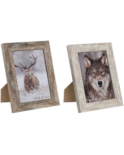 Fotolijsten Home ESPRIT Wit Natuurlijk Aluminium Kristal polyestyreen Scandi 16 x 2 x 22 cm (2 Stuks)