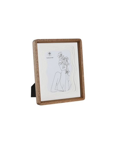 Marco de Fotos Home ESPRIT Blanco Marrón Cristal Acacia Escandinavo 22 x 2,8 x 27 cm