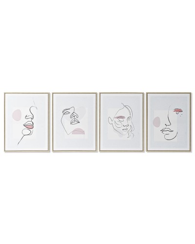 Bild DKD Home Decor Gesicht Skandinavisch 45 x 2,5 x 60 cm (4 Stück)