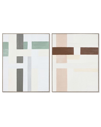 Cuadro Home ESPRIT Abstracto Urbano 82,2 x 4,5 x 102 cm (2 Unidades)