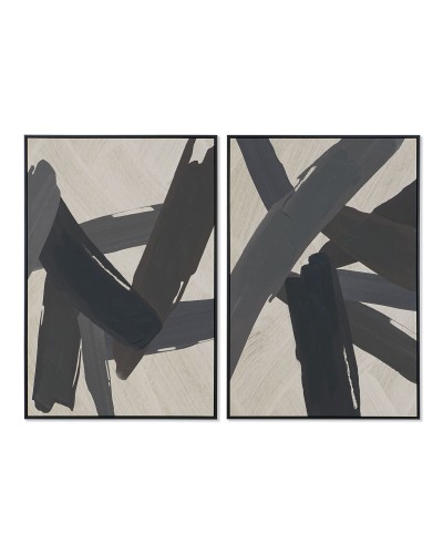 Cuadro Home ESPRIT Marrón Negro Beige Abstracto Moderno 83 x 4,5 x 123 cm (2 Unidades)