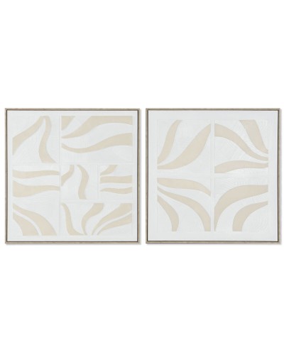 Tavla Home ESPRIT Vit Beige Abstrakt Skandinavisk 83 x 4,5 x 83 cm (2 antal)