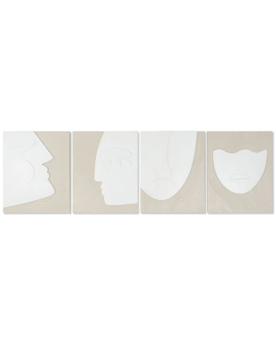 Painting Home ESPRIT White Beige Abstract Scandinavian 40 x 3 x 50 cm (4 Units)