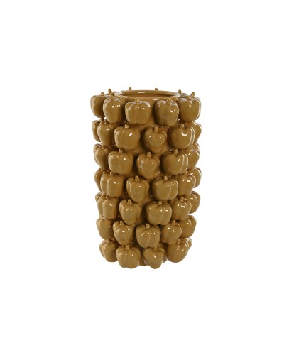 Vase Home ESPRIT Yellow Mustard Ceramic Stoneware Tropical 25 x 25 x 38 cm