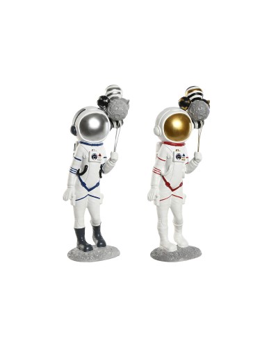 Statua Decorativa Home ESPRIT Azzurro Bianco Rosso Donna Astronauta 16 x 12 x 41 cm (2 Unità)