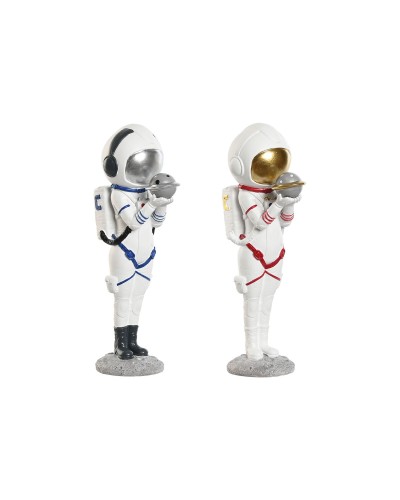 Figura Decorativa Home ESPRIT Azul Blanco Rojo Dorado Mujer Astronauta 11 x 7 x 25 cm (2 Unidades)
