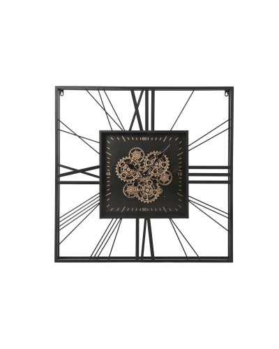 Wall Clock Home ESPRIT Black Golden Metal Crystal 80 x 8 x 80 cm