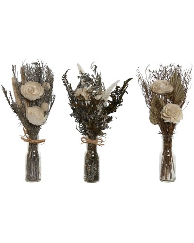 Decoratieve plant Home ESPRIT Kristal Bloem 11 x 11 x 40 cm (3 Stuks)