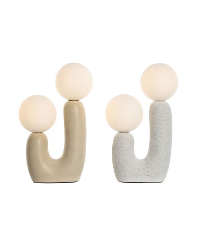 Bordslampa Home ESPRIT Vit Beige Keramik Glas 220 V 20 x 11 x 31 cm (2 antal)