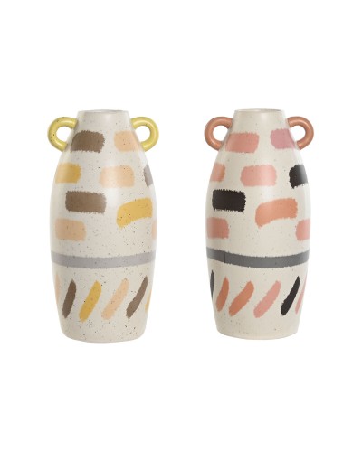 Jarrón Home ESPRIT Multicolor Dolomita 17 x 17 x 35 cm (2 Unidades)