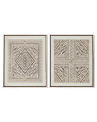 Toile Home ESPRIT Blanc Naturel Boho 50 x 3,8 x 60 cm (2 Unités)