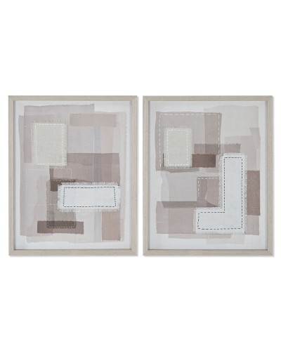 Lienzo Home ESPRIT Beige Gris Abstracto Moderno 40 x 2,5 x 50 cm (2 Unidades)