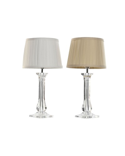 Tischlampe Home ESPRIT Weiß Beige Metall 60 W 220 V 25 x 25 x 50 cm (2 Stück)