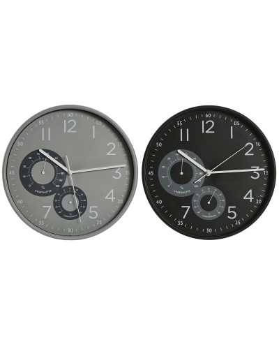 Horloge Murale Home ESPRIT Noir Gris PVC 30 x 4,7 x 30 cm (2 Unités)