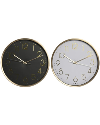 Wall Clock Home ESPRIT White Black Aluminium 30 x 4,3 x 30 cm (2 Units)