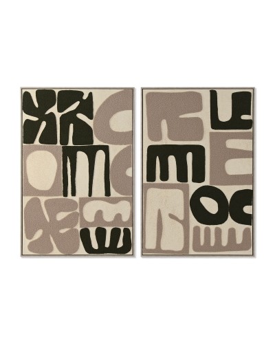 Cadre Home ESPRIT Vert Beige Abstrait Moderne (2 Unités)