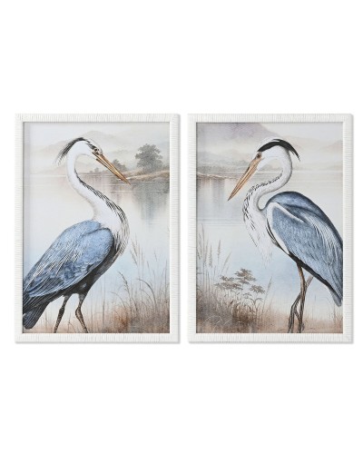 Bild Home ESPRIT Blau Weiß Vogel Orientalisch 50 x 2,5 x 70 cm (2 Stück)