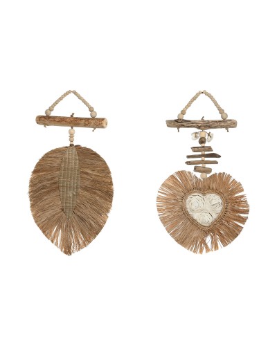 Koristehahmo Home ESPRIT Luonnollinen 26 x 3 x 46 cm (2 osaa)