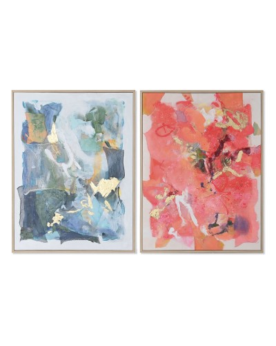 Toile Home ESPRIT Bleu Rose polystyrène Toile Abstrait Moderne 94 x 4 x 123,5 cm (2 Unités)