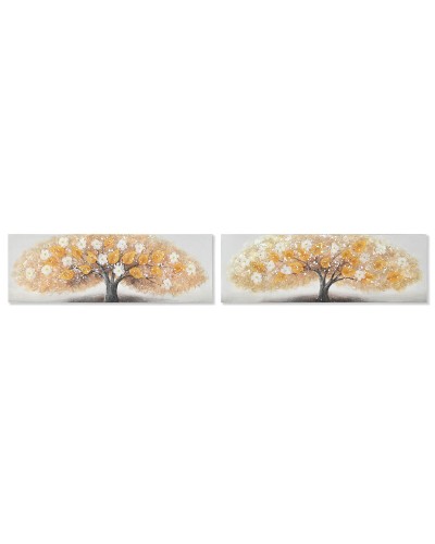 Tavla Home ESPRIT Gyllene Kanvas Trä MDF Träd Traditionell 90 x 3 x 30 cm (2 antal)