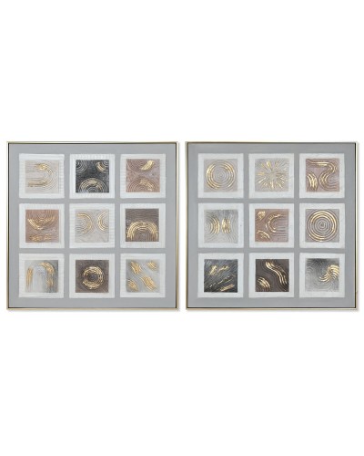 Quadro Home ESPRIT Marrone Beige polistirene Tela A quadri Città 82 x 5 x 82 cm (2 Unità)