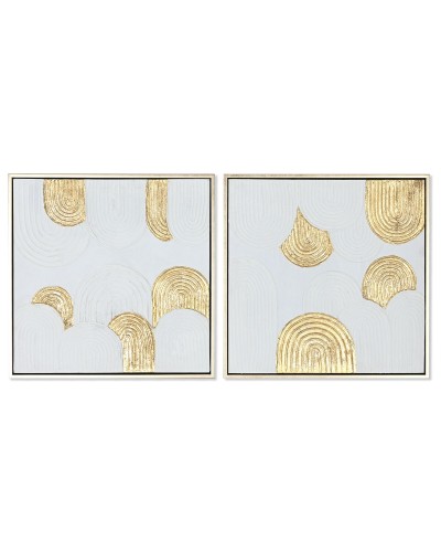 Bild Home ESPRIT Weiß Gold polystyrol Leinwand Moderne 42 x 4 x 42 cm (2 Stück)
