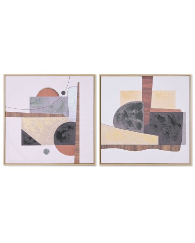 Schilderij Home ESPRIT polyestyreen Canvas Abstract Stads 62,5 x 2,8 x 62,5 cm (2 Stuks)