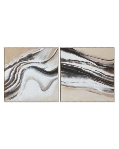 Painting Home ESPRIT White Beige Abstract Modern 102 x 3,2 x 102 cm (2 Units)
