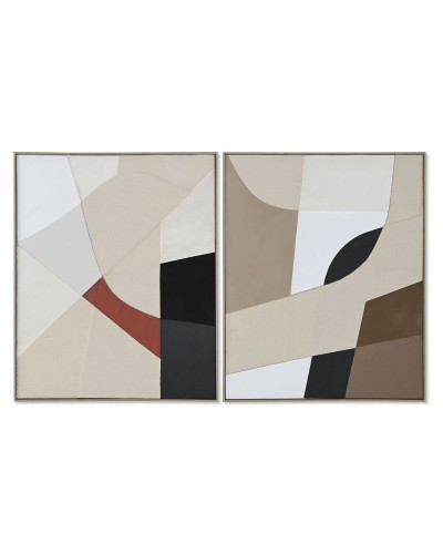 Quadro Home ESPRIT Marrone Beige Astratto Città 82 x 3,8 x 102 cm (2 Unità)