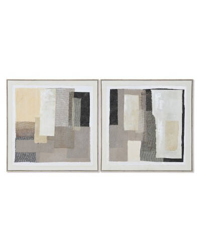 Maalaus Home ESPRIT Musta Beige Abstrakti Kaupunki 82 x 3,8 x 82 cm (2 osaa)