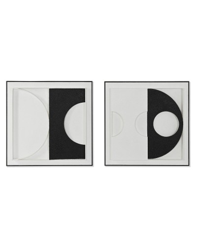 Maalaus Home ESPRIT Valkoinen Musta Abstrakti Moderni 60 x 6,5 x 60 cm (2 osaa)