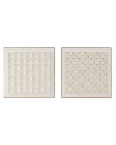 Cuadro Home ESPRIT Beige Geométrico Moderno 60 x 7 x 60 cm (2 Unidades)
