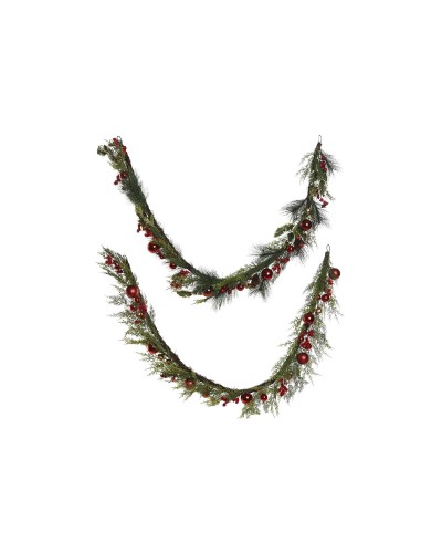 Kerstkrans Home ESPRIT Rood Groen Polyethyleen 23 x 11,5 x 180 cm (2 Stuks)