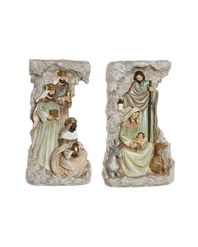Presepe di Natale Home ESPRIT Multicolore Resina 19,5 x 11 x 31,5 cm (2 Unità)