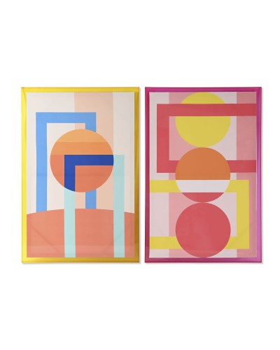 Cuadro Home ESPRIT Amarillo Rosa Moderno Urbano 80 x 3,3 x 120 cm (2 Unidades)