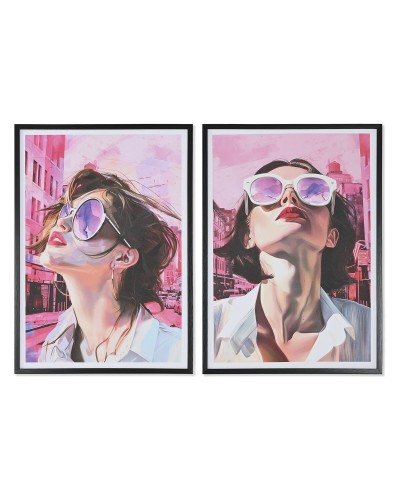 Maalaus Home ESPRIT Pinkki Nainen Moderni 50 x 2,5 x 70 cm (2 osaa)