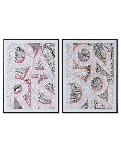 Schilderij Home ESPRIT Wit Zwart Loft 60 x 3 x 80 cm (2 Stuks)