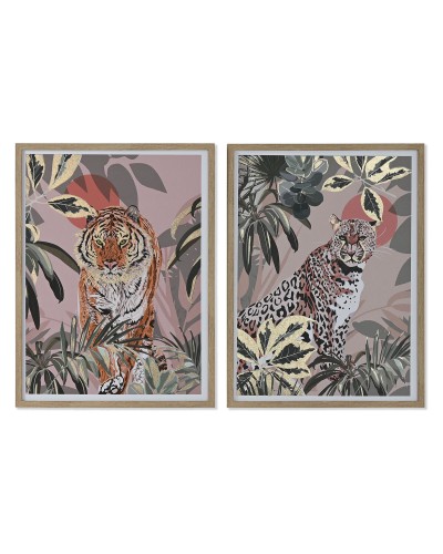 Painting Home ESPRIT Red Green Colonial Golden Jungle 45 x 2,5 x 60 cm (2 Units)