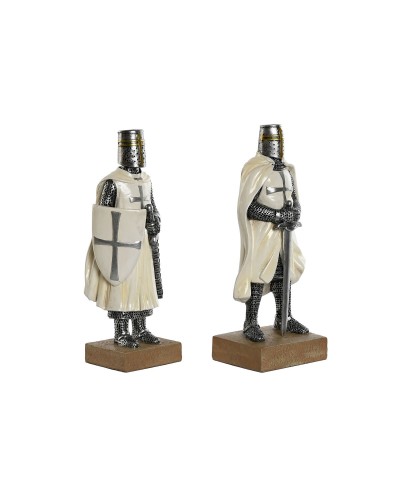 Figurine Décorative Home ESPRIT Blanc Argenté Résine 10 x 8 x 25 cm (2 Unités)