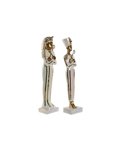 Figurine Décorative Home ESPRIT Blanc Doré Résine Oriental Égyptien 10 x 9 x 52 cm (2 Unités)