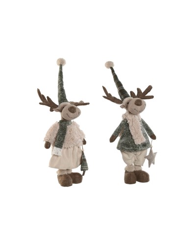Christmas bauble Home ESPRIT Green Beige Reindeer 29 x 16 x 60 cm (2 Units)