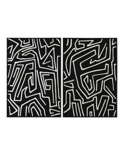 Schilderij Home ESPRIT Wit Zwart Modern 83 x 4 x 123 cm (2 Stuks)
