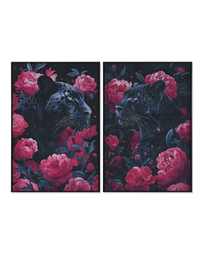 Tavla Home ESPRIT Svart Rosa 83 x 4 x 123 cm (2 antal)