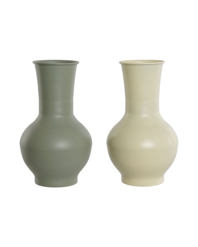 Maljakko Home ESPRIT Vihreä Kerma Metalli 20 x 20 x 34,5 cm (2 osaa)