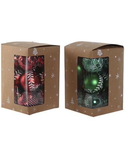 Julgranskulor Home ESPRIT Röd Grön PVC 16 x 16 x 24 cm (2 antal)