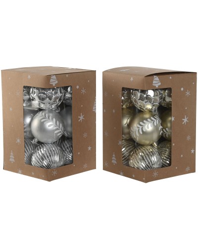 Boules de Noël Home ESPRIT Doré Argenté PVC 16 x 16 x 24 cm (2 Unités)
